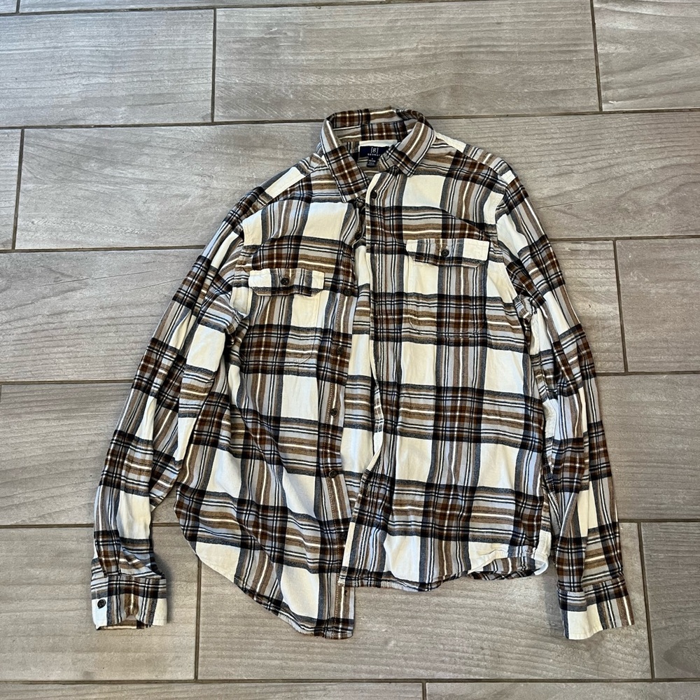 Brown and white flannel